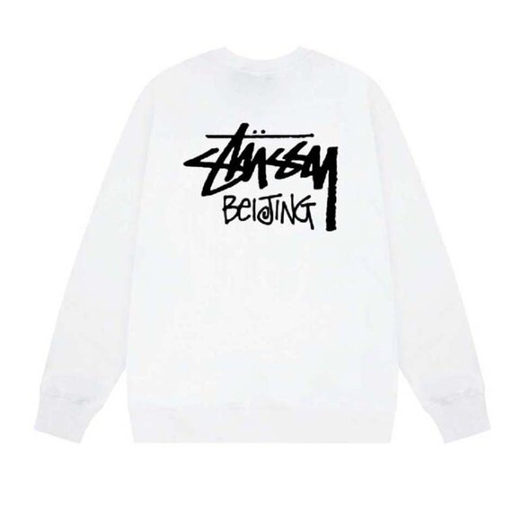 Men's Stussy White Letter Print Crew Neck Sweatshirt - Picture 3 of 7